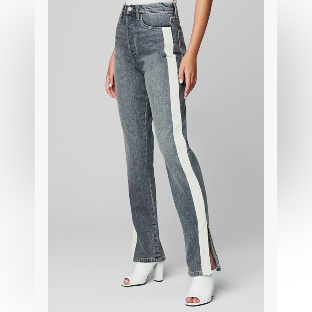 New BLANKNYC Jeans The Cooper Grey Slit Hem Long Slim Straight HighRise 28x 3